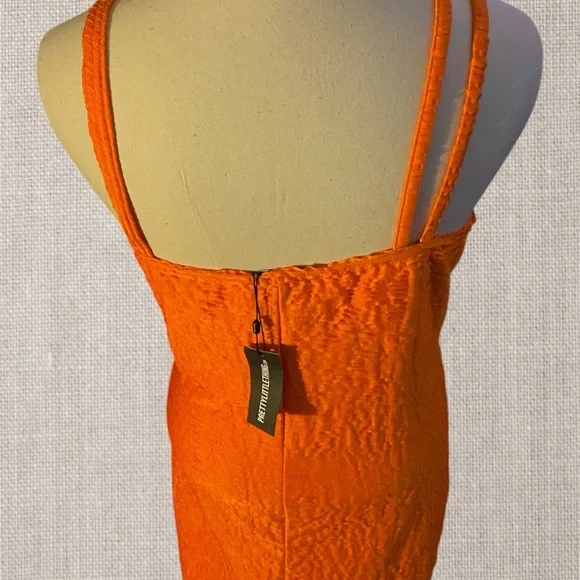 Vibrant Orange Ruched Dress.  Ruched Front Detail
#N066 - Picture 8 of 12